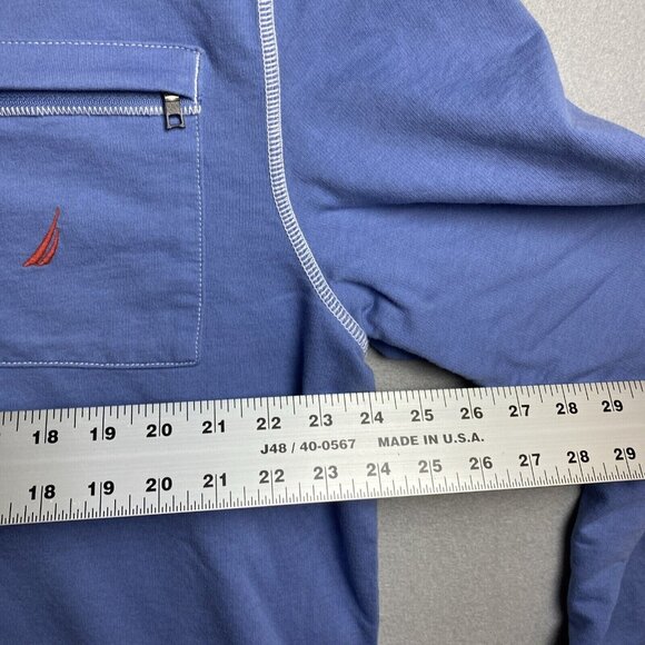 Nautica Sweater Men XL Blue Cotton Pull Over Quarter Zip Sweatshirt Casual Yacht - Picture 6 of 9